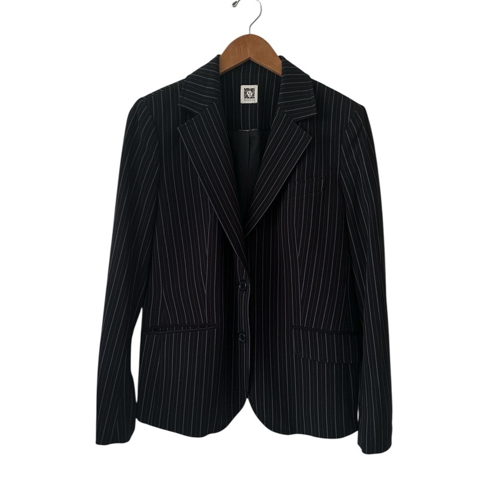 Anne Klein Black and Gray Pinstripe Blazer sz M